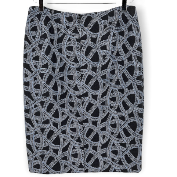 Carlisle Skirt Womens 6 Gray Blue Embroidered Wool Blend Pencil Career Business - Picture 3 of 9